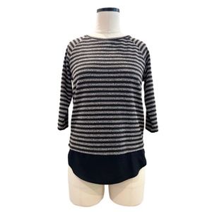 ONLY Stripe Stretch Knit Crew Neck Top Sz M
